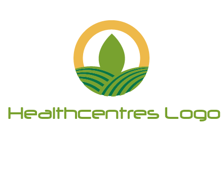 abstract tree and fields in circle logo