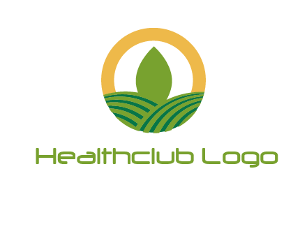 abstract tree and fields in circle logo