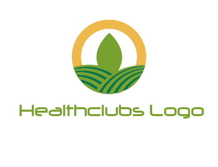 abstract tree and fields in circle logo