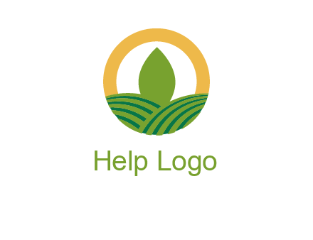 abstract tree and fields in circle logo
