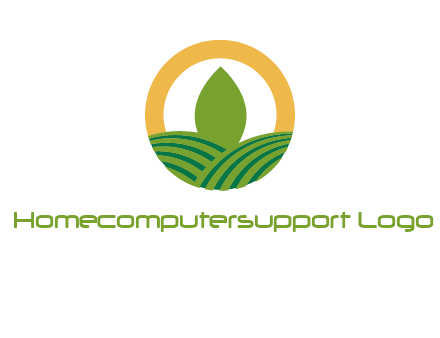 abstract tree and fields in circle logo
