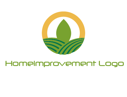 abstract tree and fields in circle logo