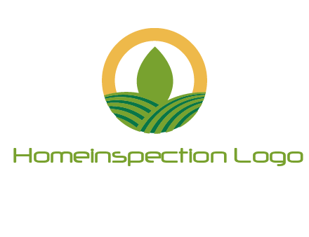 abstract tree and fields in circle logo