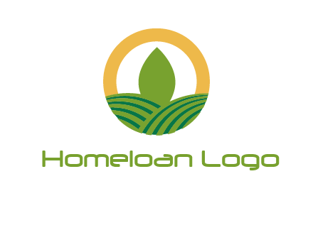 abstract tree and fields in circle logo