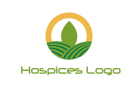 abstract tree and fields in circle logo