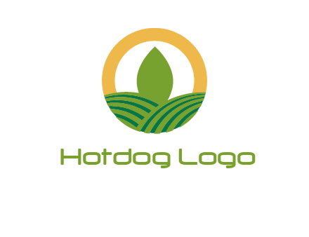 abstract tree and fields in circle logo