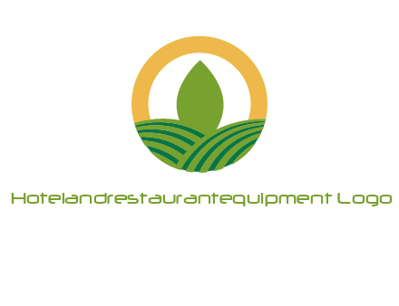 abstract tree and fields in circle logo