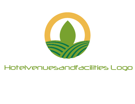 abstract tree and fields in circle logo