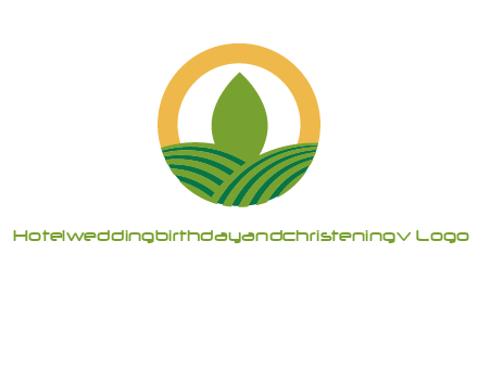 abstract tree and fields in circle logo
