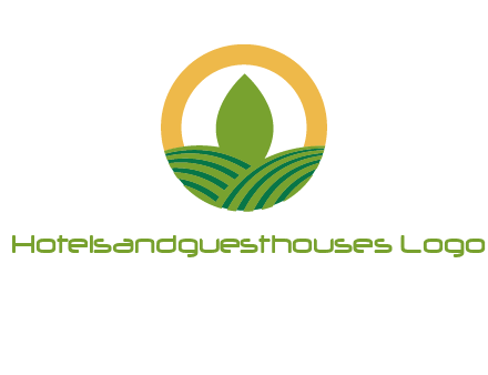 abstract tree and fields in circle logo