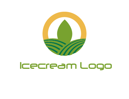 abstract tree and fields in circle logo