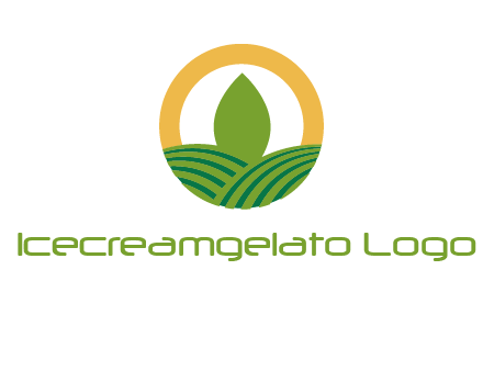 abstract tree and fields in circle logo
