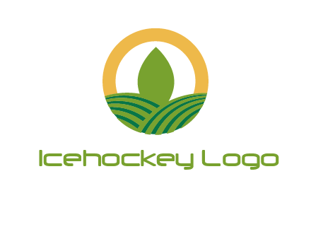 abstract tree and fields in circle logo