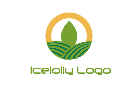 abstract tree and fields in circle logo