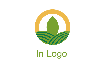 abstract tree and fields in circle logo