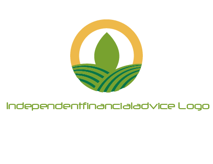 abstract tree and fields in circle logo