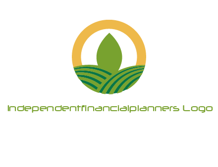 abstract tree and fields in circle logo