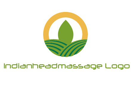 abstract tree and fields in circle logo