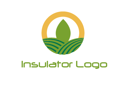 abstract tree and fields in circle logo