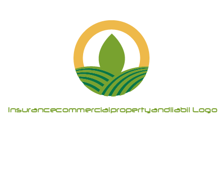 abstract tree and fields in circle logo