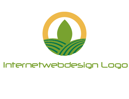 abstract tree and fields in circle logo