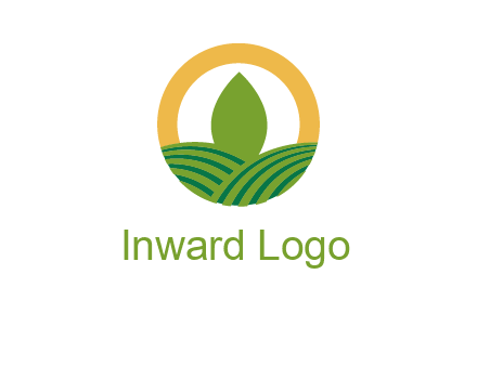 abstract tree and fields in circle logo