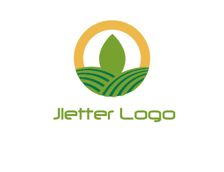 abstract tree and fields in circle logo