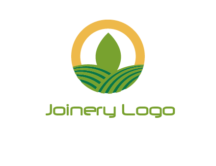 abstract tree and fields in circle logo