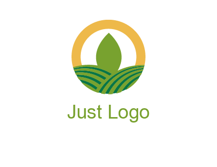 abstract tree and fields in circle logo