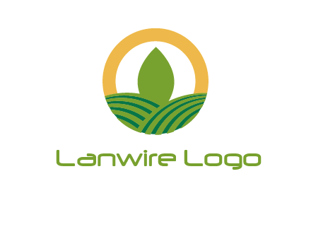 abstract tree and fields in circle logo