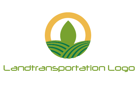 abstract tree and fields in circle logo