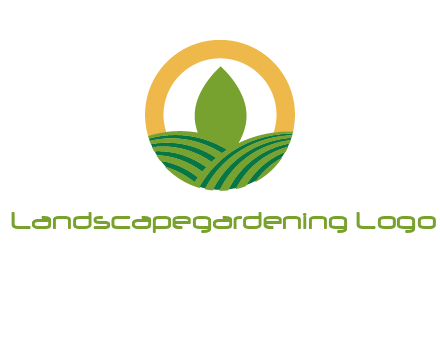 abstract tree and fields in circle logo