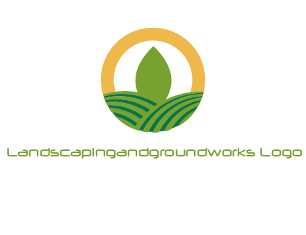 abstract tree and fields in circle logo