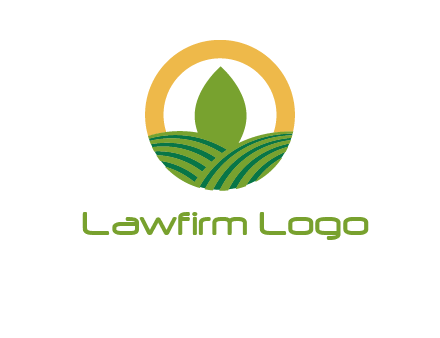 abstract tree and fields in circle logo