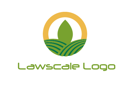 abstract tree and fields in circle logo