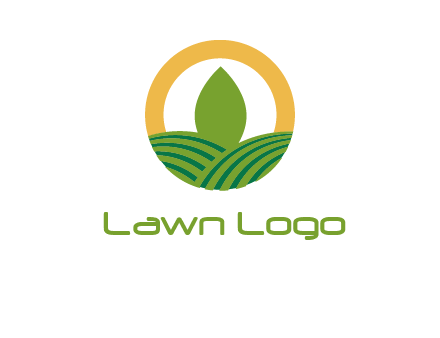 abstract tree and fields in circle logo