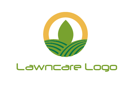 abstract tree and fields in circle logo