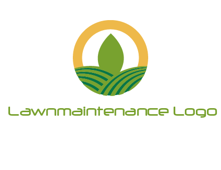 abstract tree and fields in circle logo