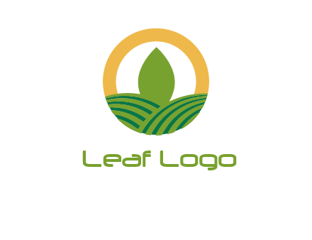 abstract tree and fields in circle logo
