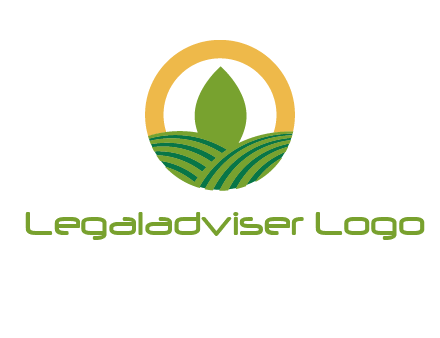 abstract tree and fields in circle logo