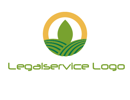 abstract tree and fields in circle logo