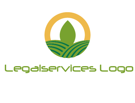 abstract tree and fields in circle logo
