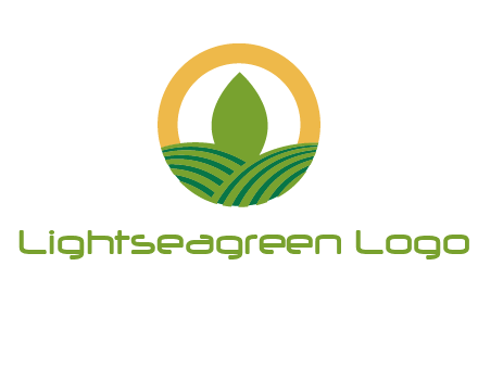 abstract tree and fields in circle logo