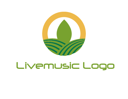 abstract tree and fields in circle logo