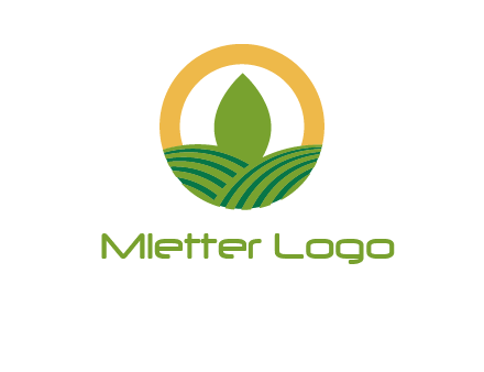 abstract tree and fields in circle logo