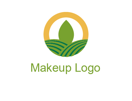 abstract tree and fields in circle logo