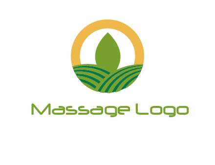 abstract tree and fields in circle logo