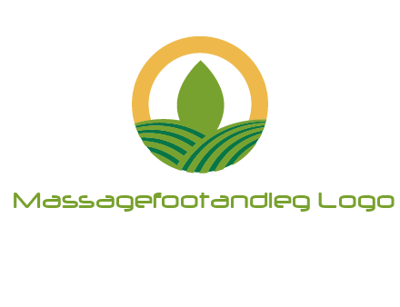 abstract tree and fields in circle logo
