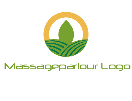 abstract tree and fields in circle logo