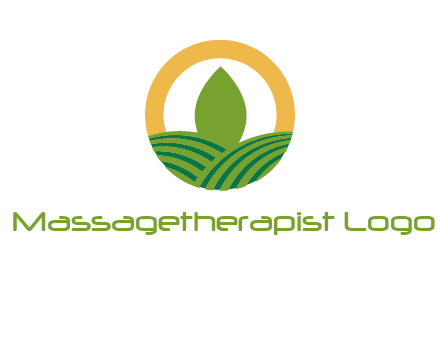 abstract tree and fields in circle logo